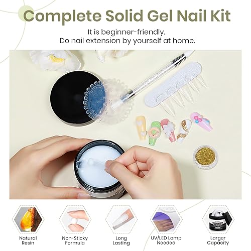 Miniatura 6 de MIZHSE Gel constructor sólido de 3.53 oz, gel de escultura blanco de gran capacidad para uñas, no pegajoso, arte de uñas 3D, modelado, extensión de