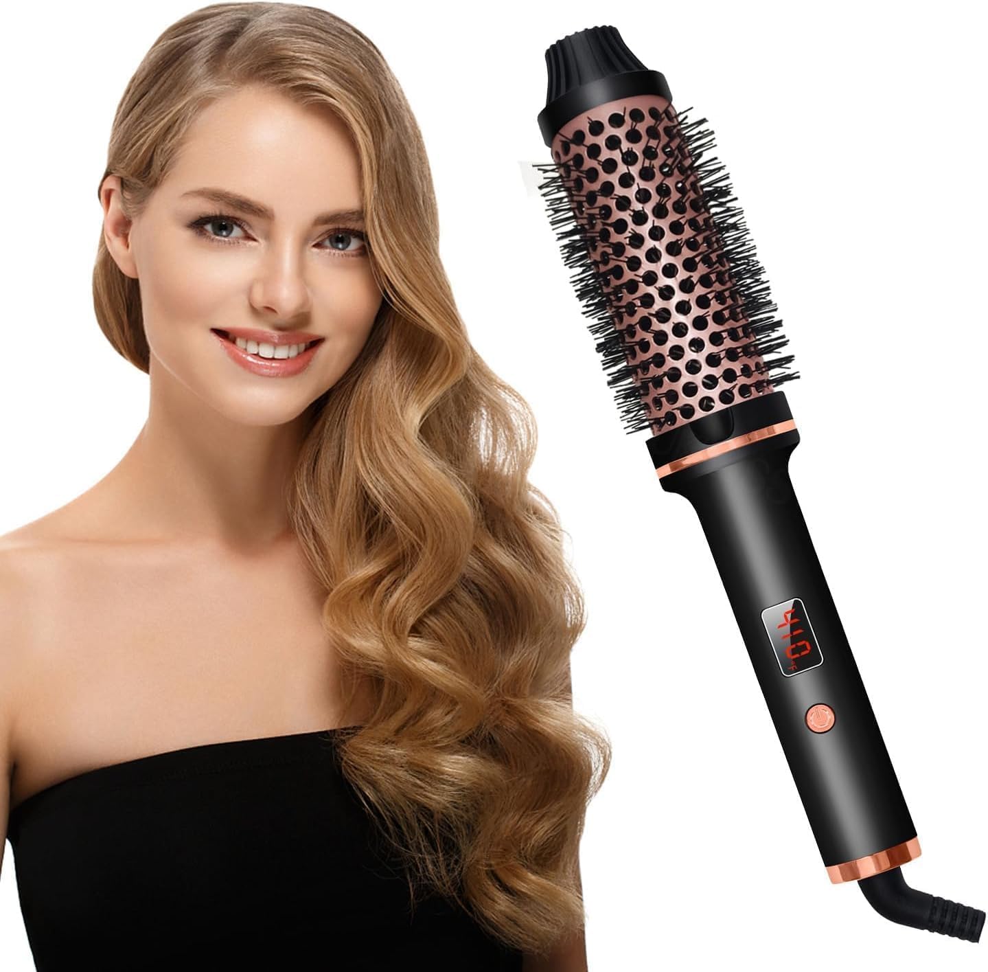 Forubar Thermal Brush, Curling Iron Brush Volumizing Brush Heated Round Brush Ceramic Tourmaline