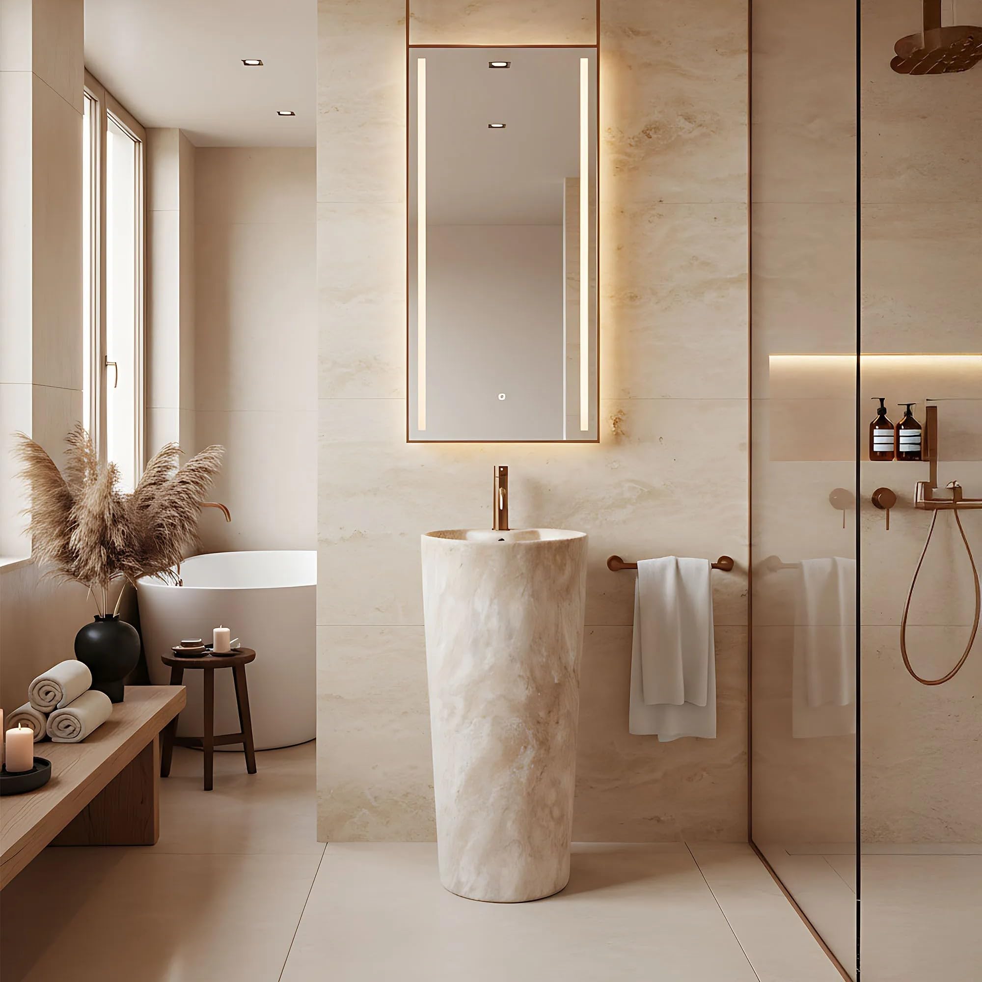Lavabo De Pie Rea Blanka Savana Matt Beige 40X40X85Cm