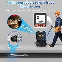 Vista 2 de Sanyipace Cámara de Alcantarillado con Localizador de Tuberías, Cable de 7mm/0.28pulgadas, 512Hz, Pantalla IPS de 10.1", Tarjeta de 32GB, Cámara