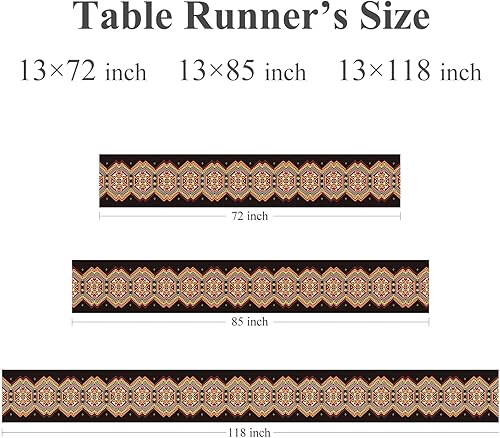 Miniatura 7 de Camino de mesa bohemio de 118 pulgadas extra largo para Acción de Gracias, Navidad, decoración del hogar, camino de mesa de granja, color negro,