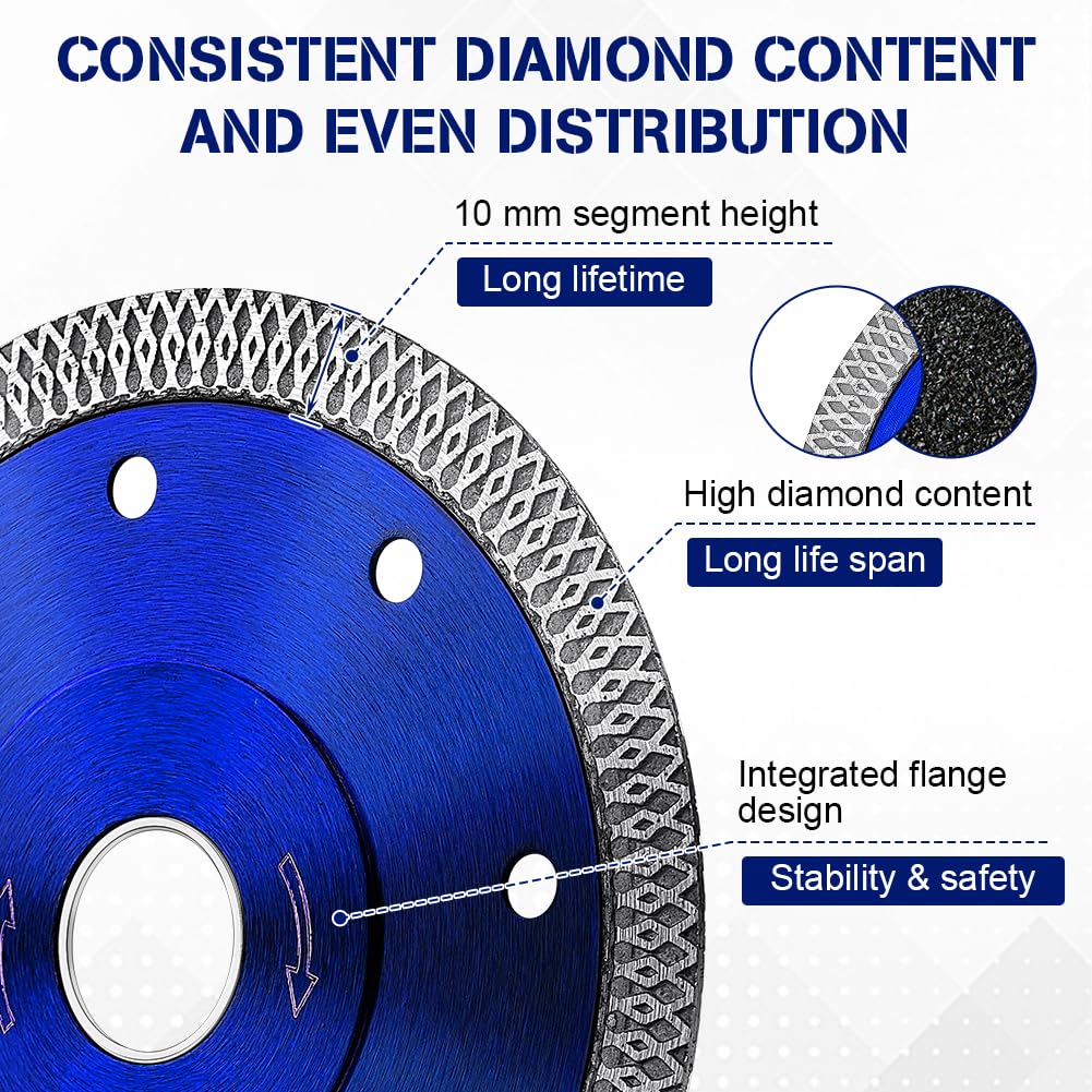 flintronic 115mm Diamond Cutting Discs for Angle Grinder Super Thin Diamond Saw Blade, Clean Cut on Porcelain, Tiles, Granite - Image 3
