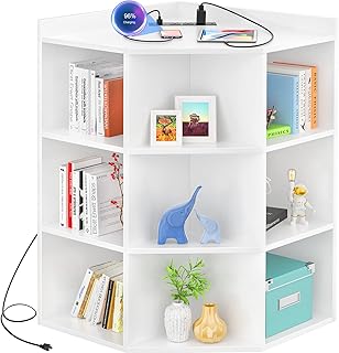 Aheaplus Corner Cabinet, White Corner Storage with USB Ports and Outlets...