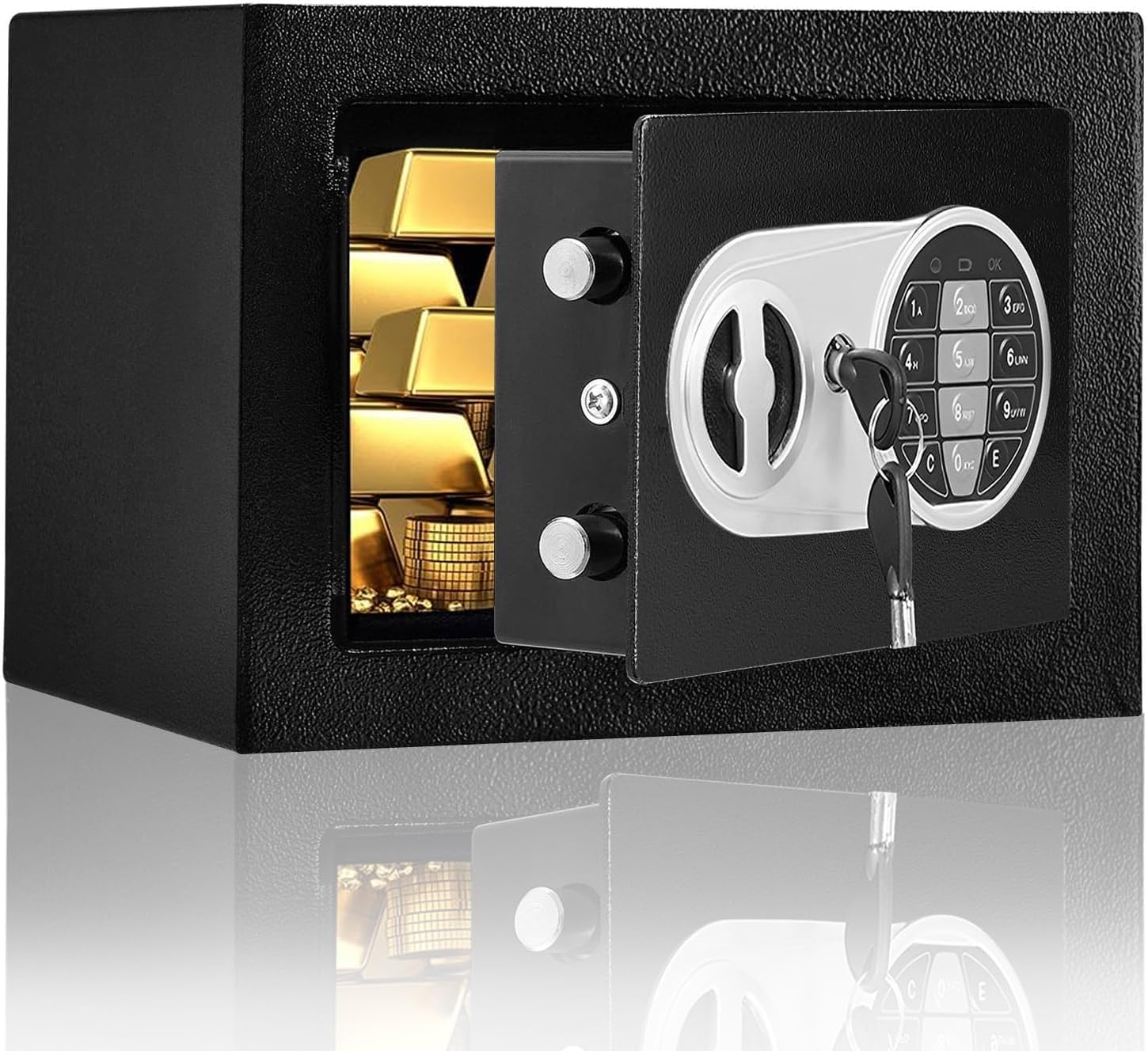 Safe Box, Electronic Deluxe Digital Security Safe Box Key Keypad Lock Home Office Hotel Business Jewelry Gun Cash Use Storage money