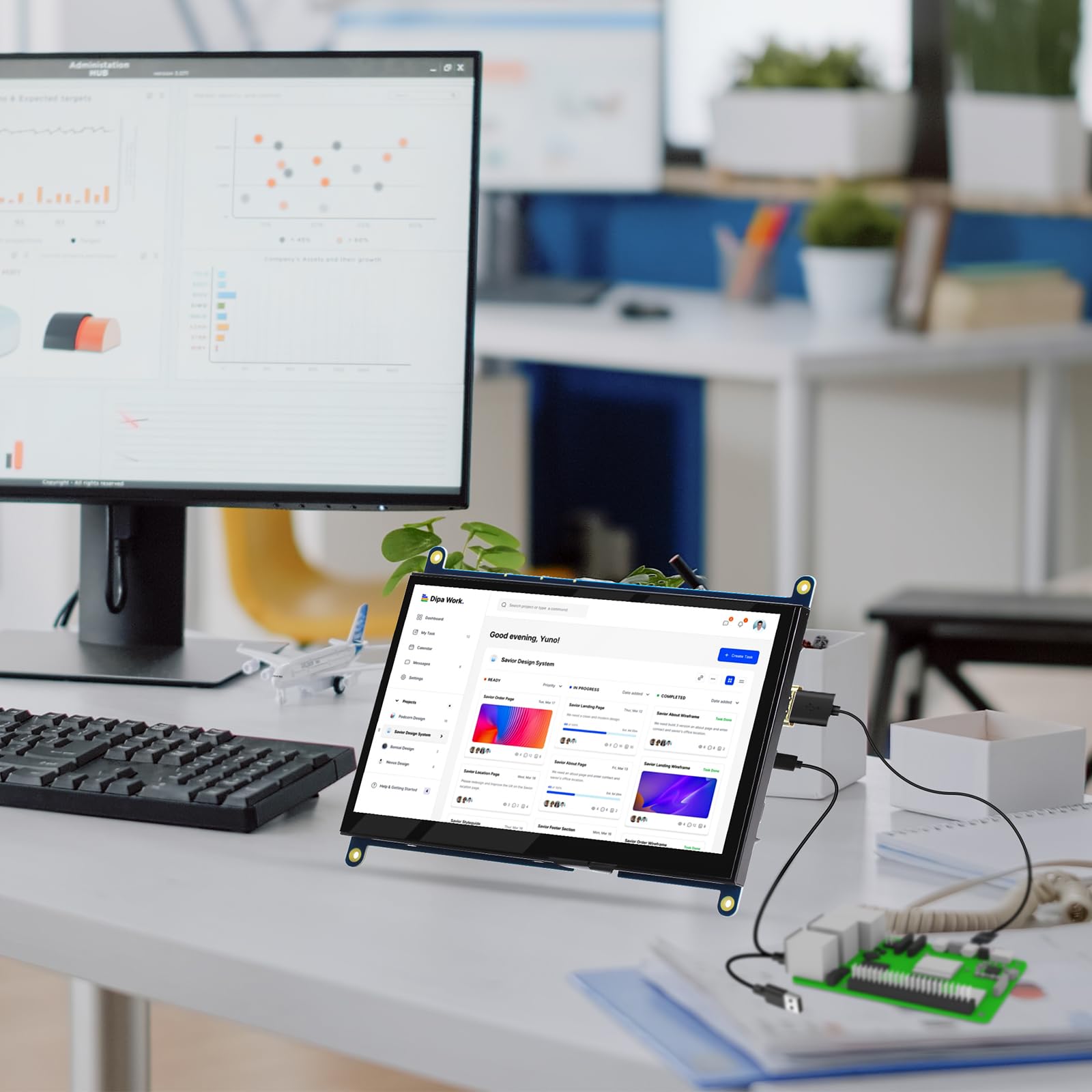 7 Zoll Mini Monitor HDMI, Tragbarer IPS-Monitor, 1024×600 LCD-Bildschirm, 178° Betrachtungswinkel, Kleines Display für Raspberry Pi, Laptop/PC/TV/DVD/CVBS (Ohne Touchscreen)
