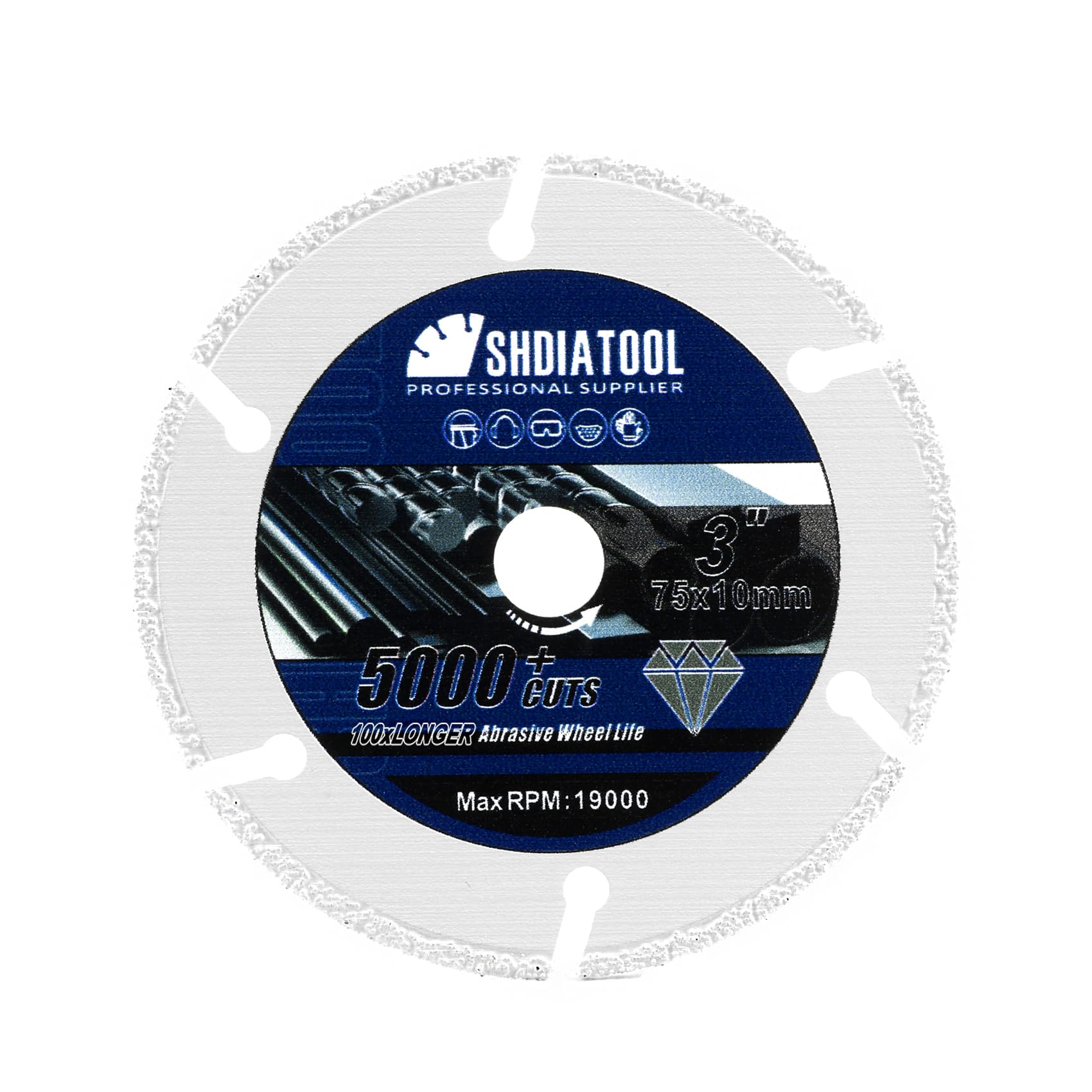 SHDIATOOL Diamond Cut-Off Wheel 75mm,Metal Cutting Disc 75mm Abrasive Wheel for Steel Tube Iron Rebar Angle Steel Arbor 10mm