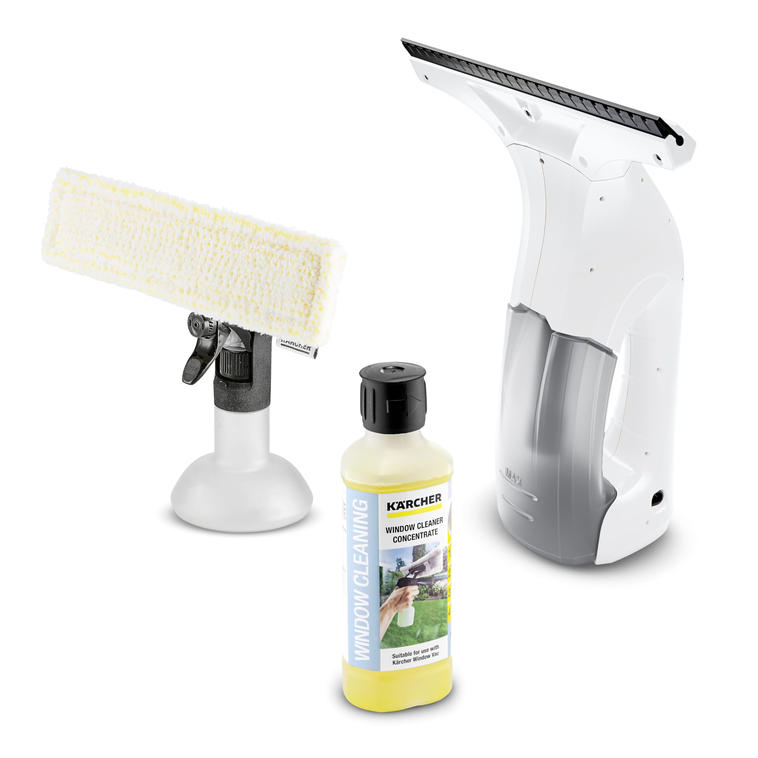 Kärcher KWI 1 Plus D500 Window Vac Damaged Box, Cordless Handheld, with Spray Bottle, Microfibre Cloth and 500ml Cleaning Concentrate
