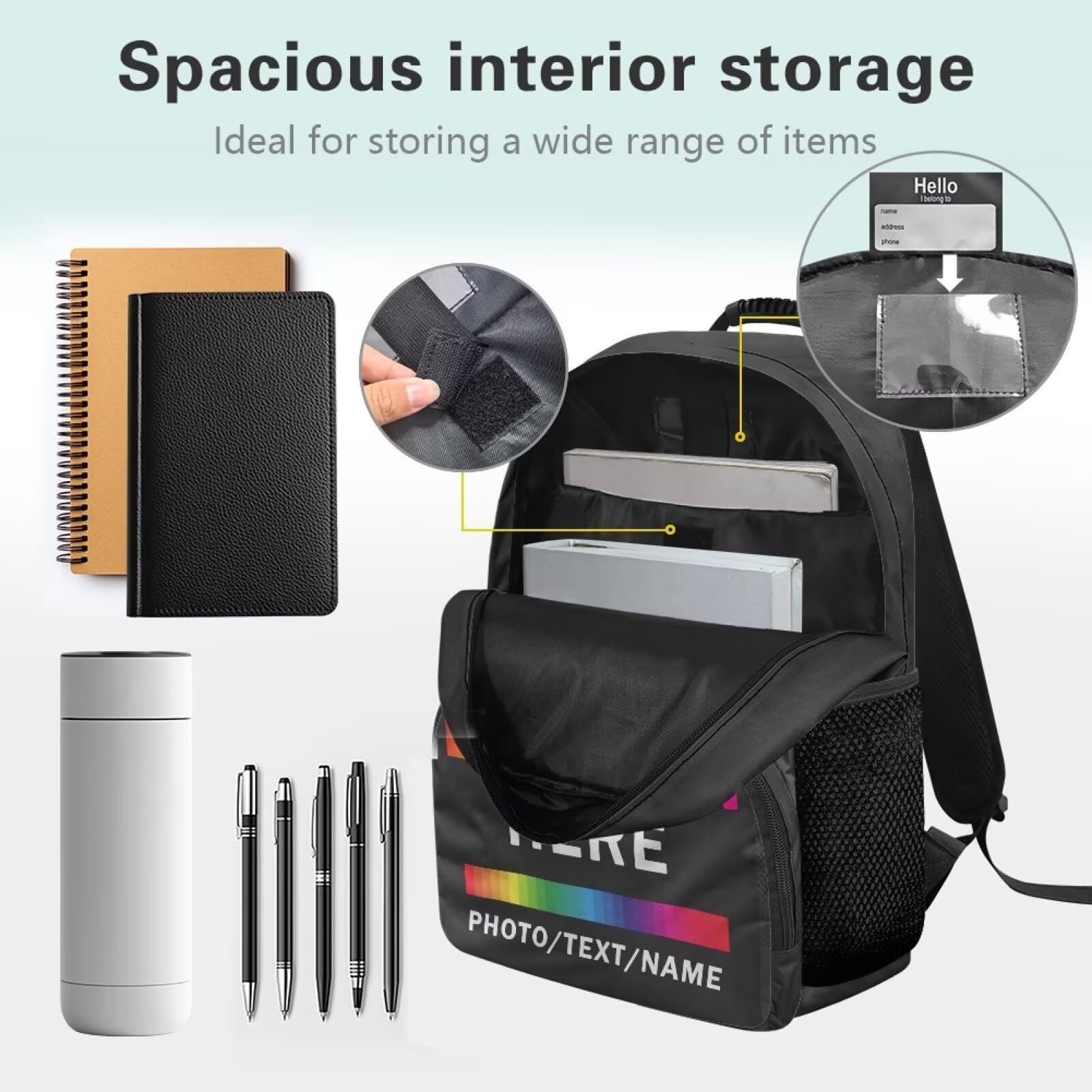 Mochila grande personalizada para niños de 17 pulgadas, impresión digital completa, mochila escolar personalizada con correas ajustables