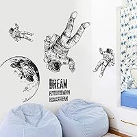 Vista 6 de Adhesivo de pared de astronauta extraíble para pared de astronauta grande, decoración de guardería, regalo para niños, niñas, dormitorio, decoración