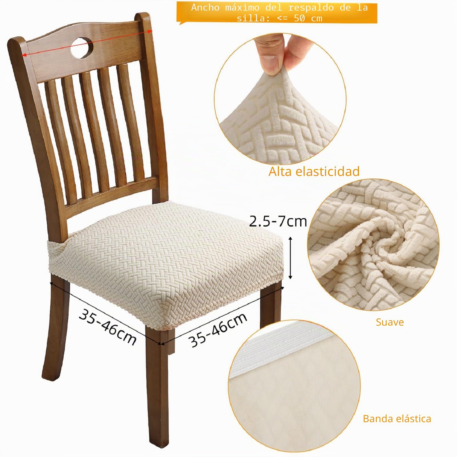 Fuloon Fundas para Sillas, Pack de 6 Fundas Sillas Comedor Impermeable,Fundas Protectoras para Sillas Elasticas,Funda Asiento Silla Desmontables Lavables