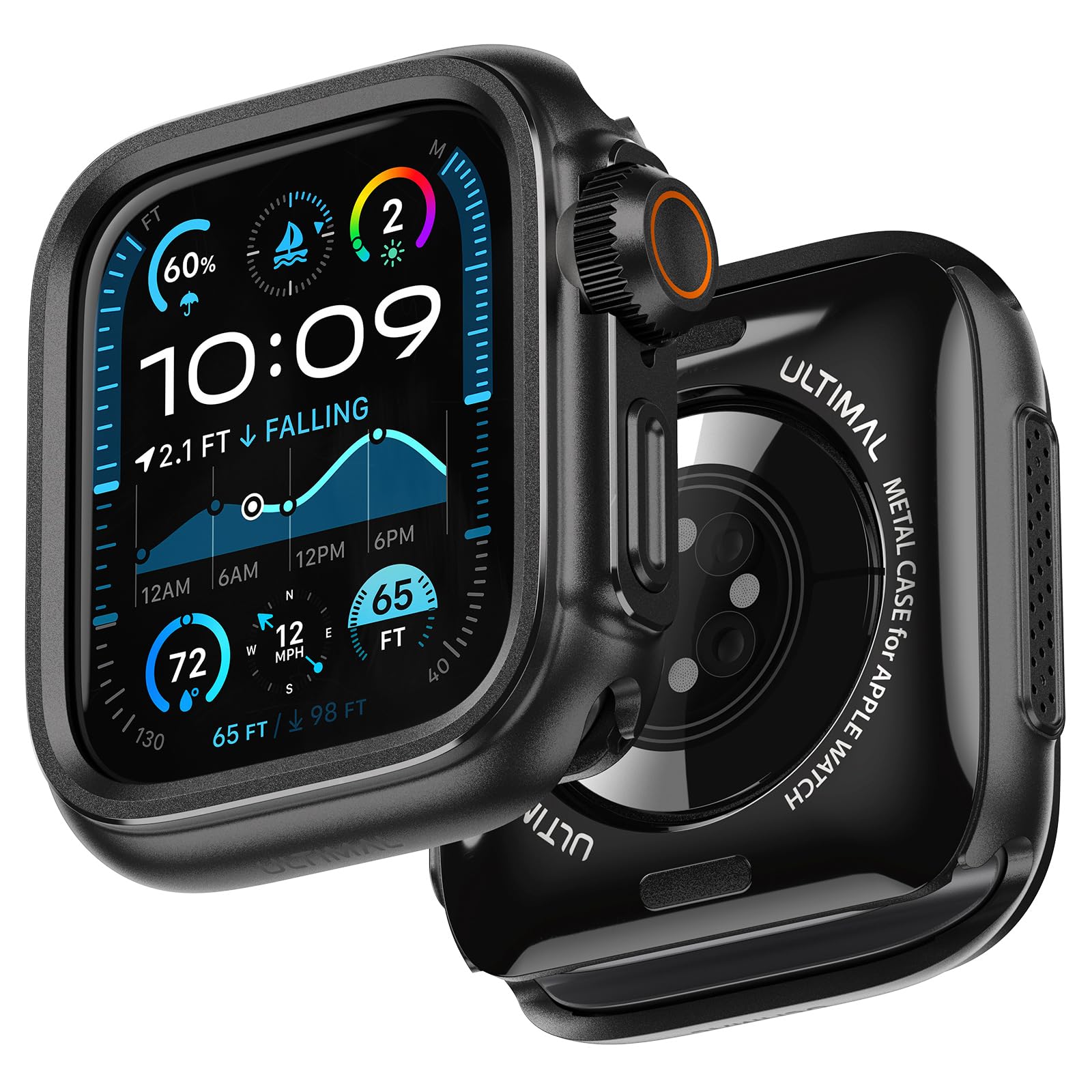 ULTIMAL Metal Case Compatible with Apple Watch Series 11/10 46mm with Back Cover, Military Grade Shockproof Protective Case, Rugged Cover for iWatch 46mm (Black) Black 46mm