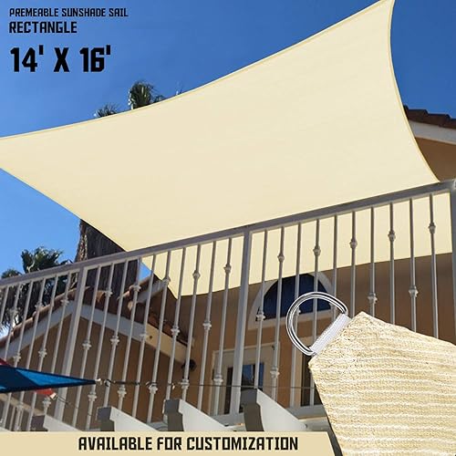 Miniatura 5 de TANG Sun Shades Depot - Toldo parasol rectangular de 14 x 16 pies, bloqueo U* V para patio, jardín, escuela, parque, instalaciones y actividades al