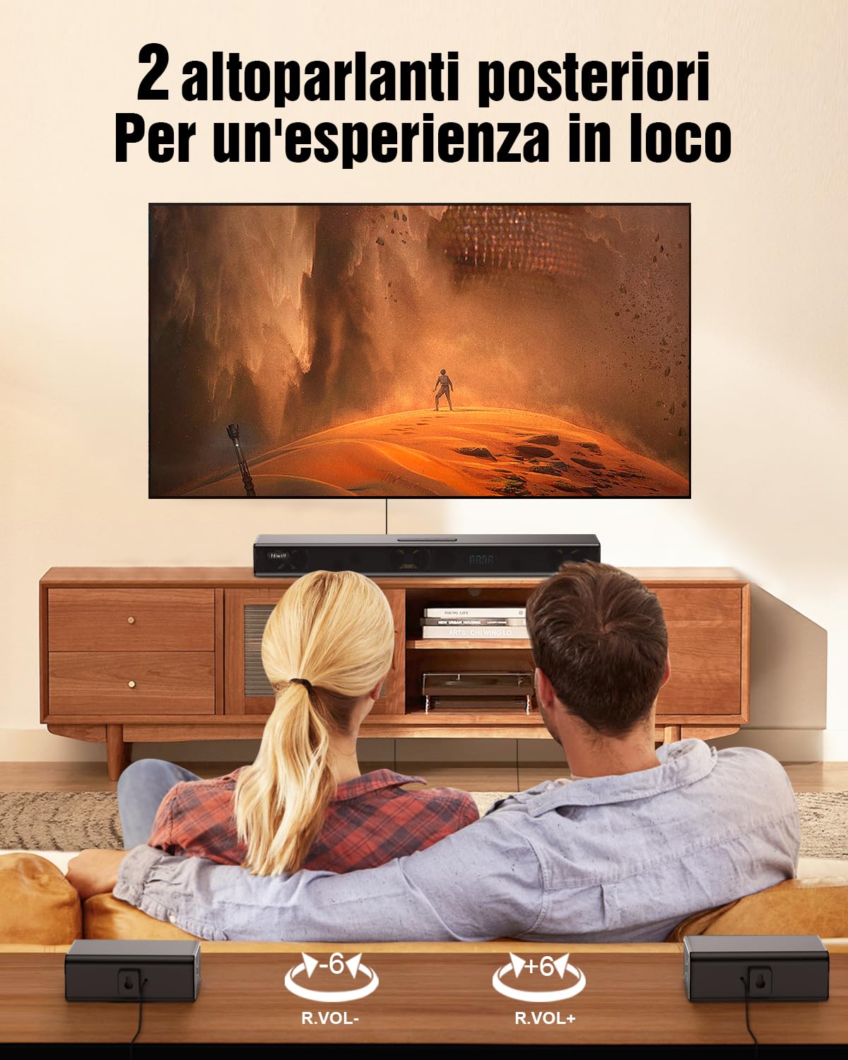 Hiwill 5.1CH Soundbar TV, Dolby Atmos Casse Home Theatre, 6,5" Subwoofer Senza fili, 2 Altoparlanti Surround Cablati, Home Cinéma Enceintes Téléviseur, 420W Potenza di Picco, eARC, HiElite A51PRO