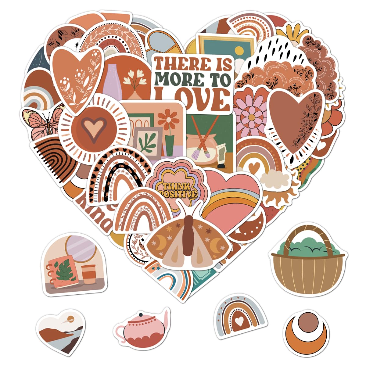 Pack 50 Pcs Vintage Aesthetic Stickers for Water Bottles Waterproof Laptop Luggage Computer Journaling Scrapbooking Teens Adults Girls Boys Women