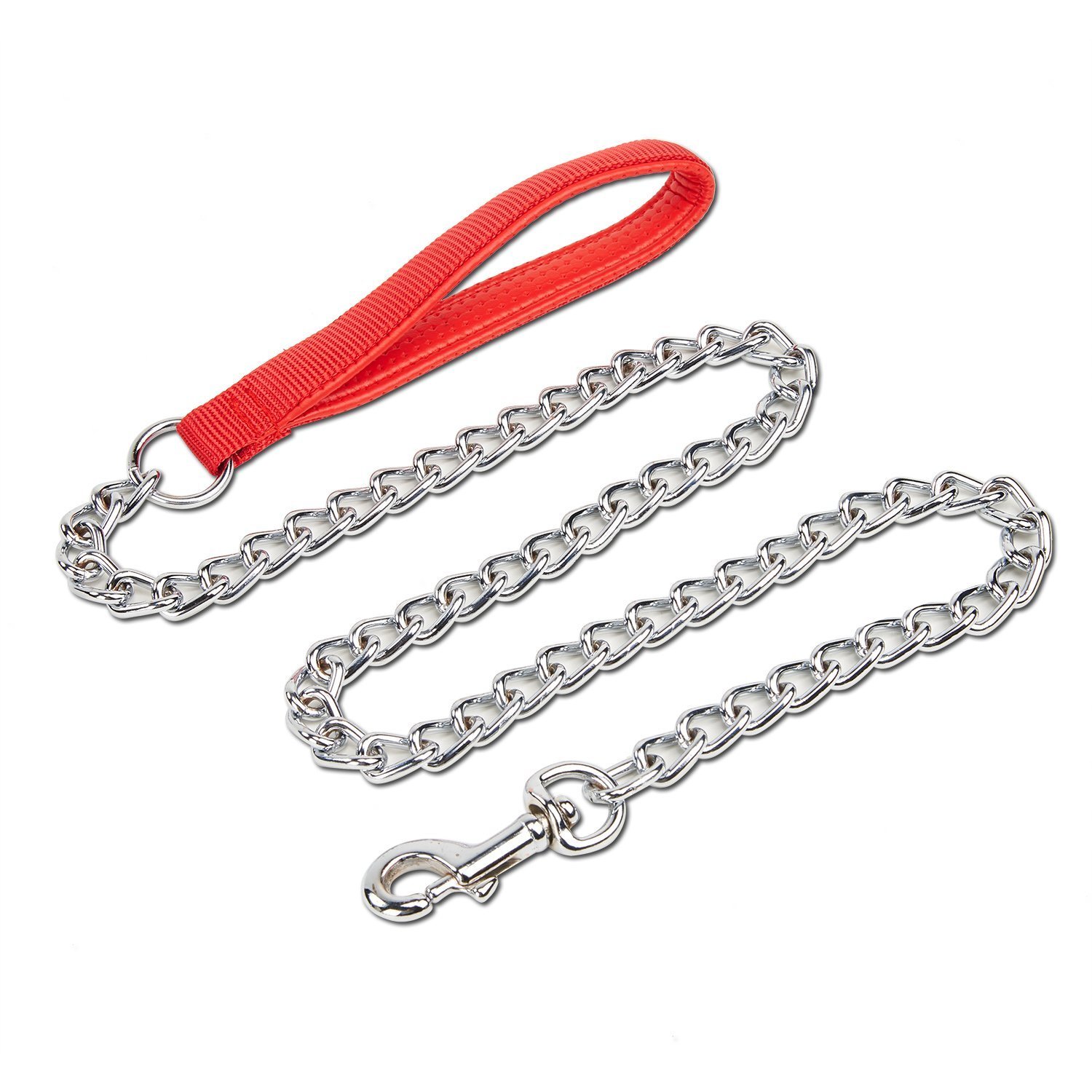 Pet Chain Lead Leash Red Strap Heavy Duty Training Lead with Padded Handle (3 MM/4')