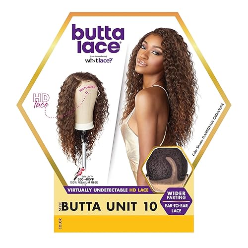 Miniatura 3 de Sensationnel Butta - Pelucas de encaje  Unidad 10 extra ancha de 5 pulgadas de profundidad, línea de cabello sintético previamente despuntada, sin