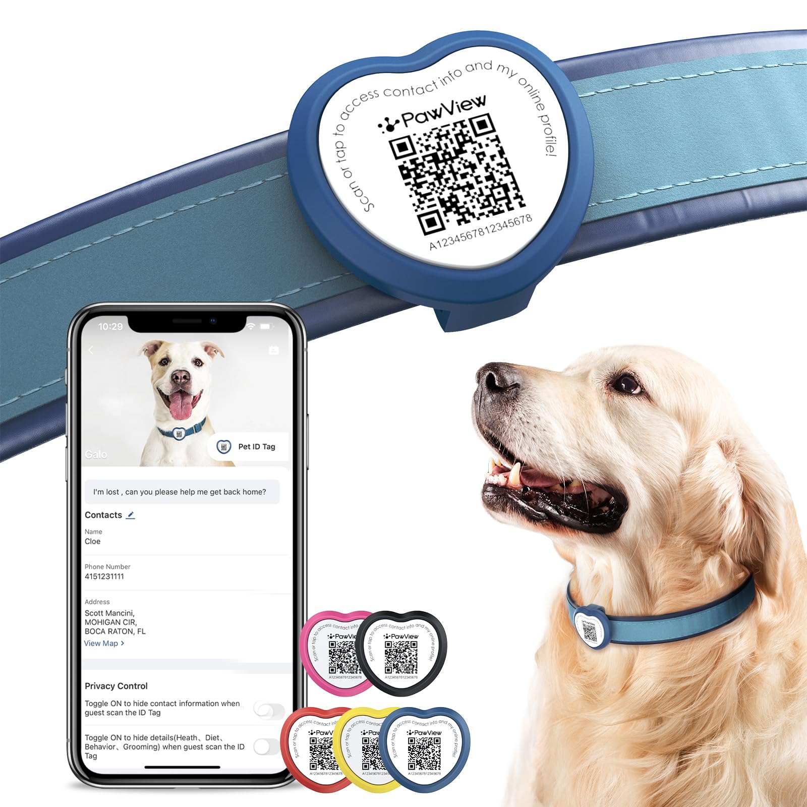 QR Code Dog ID Tag UK with NFC, No Subscription, No GPS