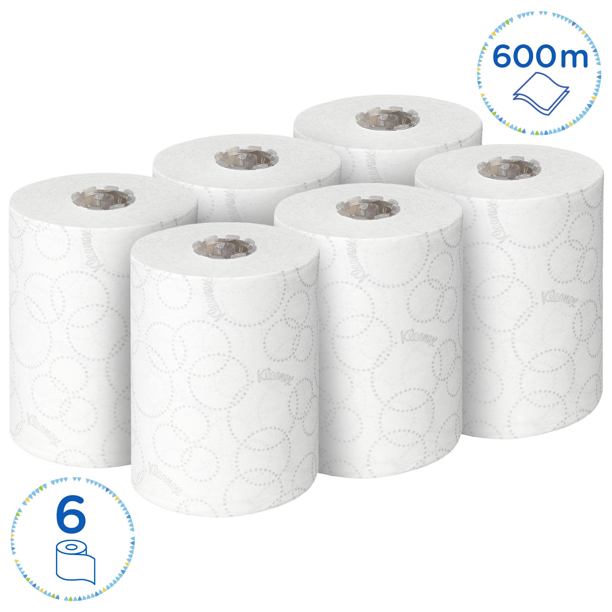 Kleenex Ultra Essuie-Mains Roulés Slimroll 6781, 2 Épaisseurs, Papier Blanc Doux et Résistant, Haute Absorption, Certifié FSC et Écolabel Européen, 6 Rouleaux x 100 m (600 m au Total)