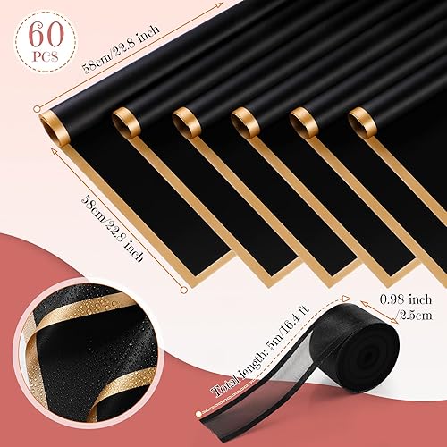 Miniatura 2 de 60 piezas de papel de regalo de flores de color puro impermeable translúcido ramo de flores suministros de ramo de floristería suministros para