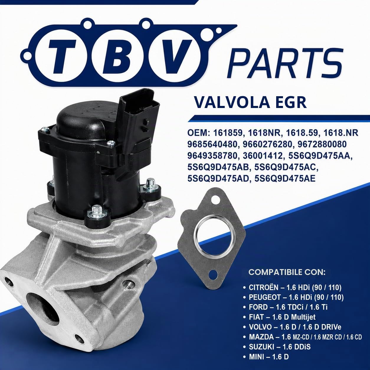 Valvola EGR 1.6 HDI/TDCI 1618.NR 9685640480 9660276280 96728800 9649358780 Valvola di ricircolo gas di scarico per Berlingo Partner C2 C3 C4 206 207780780 307. 5S6Q9D475AA