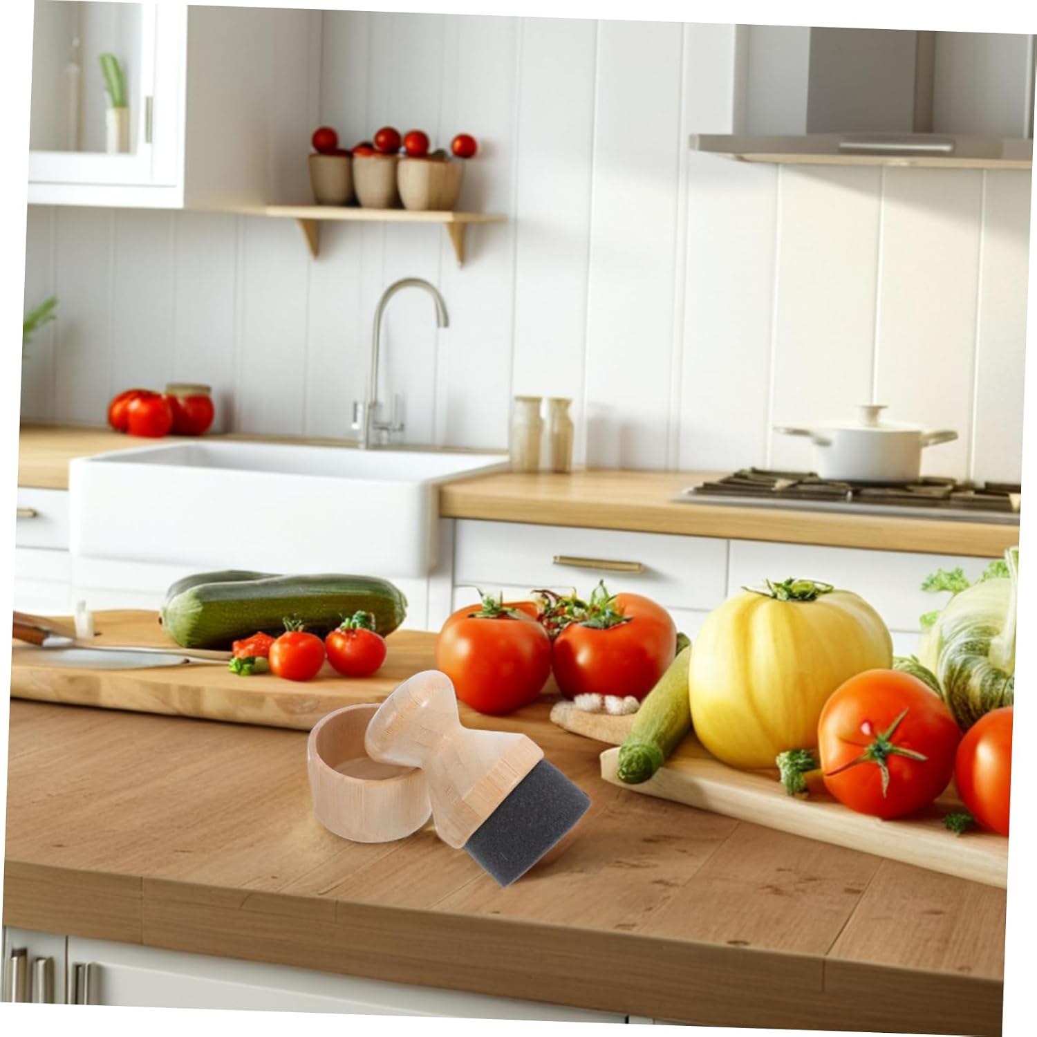 KICHOUSE Bamboo Cutting Board Oil Wax Applicator Oil Brush for Chopping Blocks Kitchen