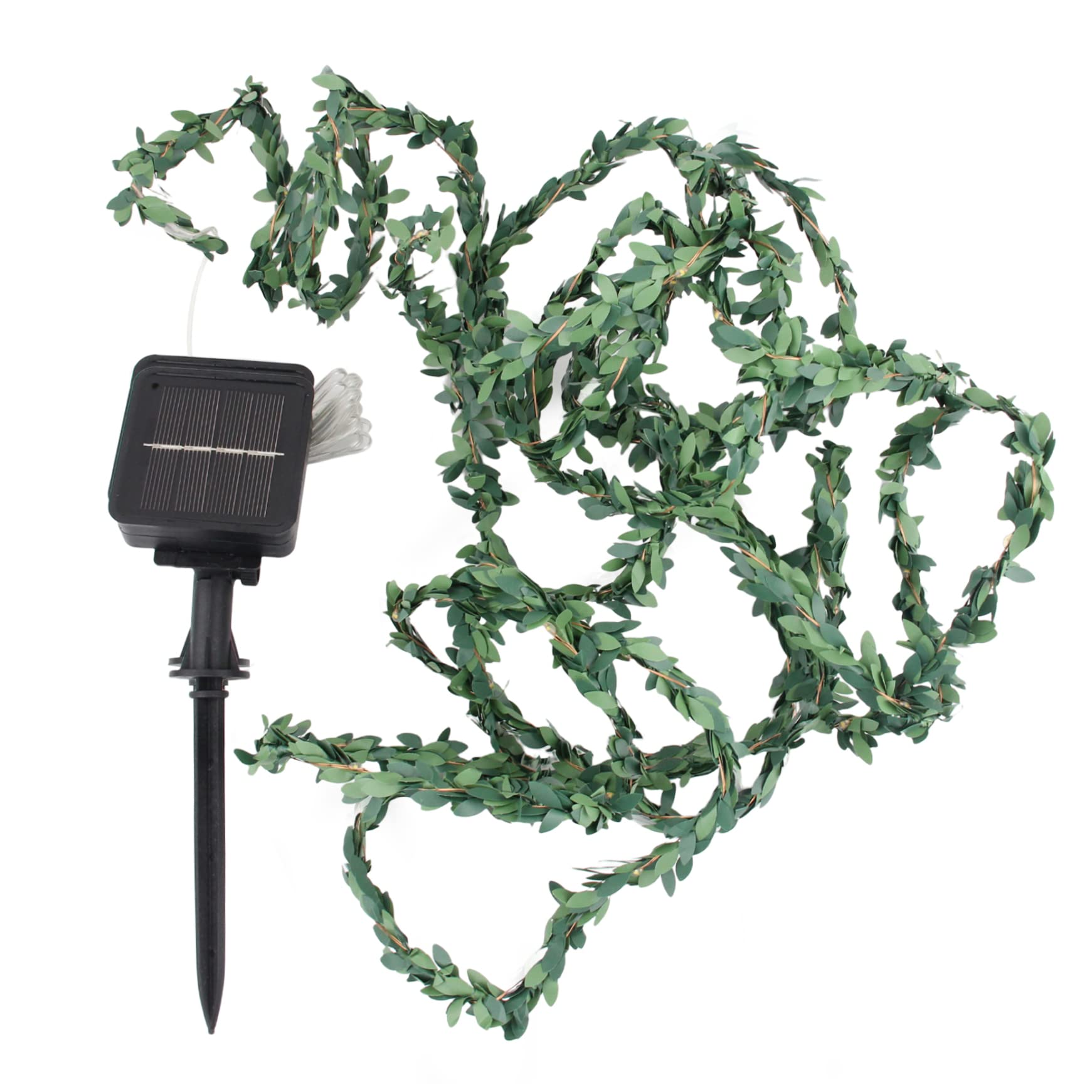 Wedhapy Fairy Lights Plug in Solar Lights Strings 2 Meter Artificial Green Leaf Strings Waterproof Outdoor Garland Solar Fairy Light for Garden, 20 LED Light