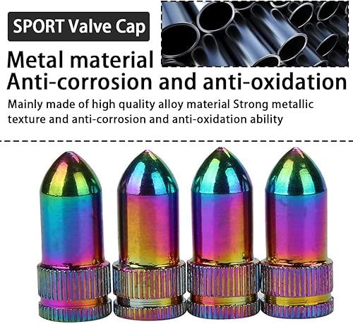 Miniatura 2 de AICEL 8 tapas coloridas para válvulas de neumáticos de automóvil, cubiertas de aluminio para válvulas de neumáticos de automóvil, tapas de válvula