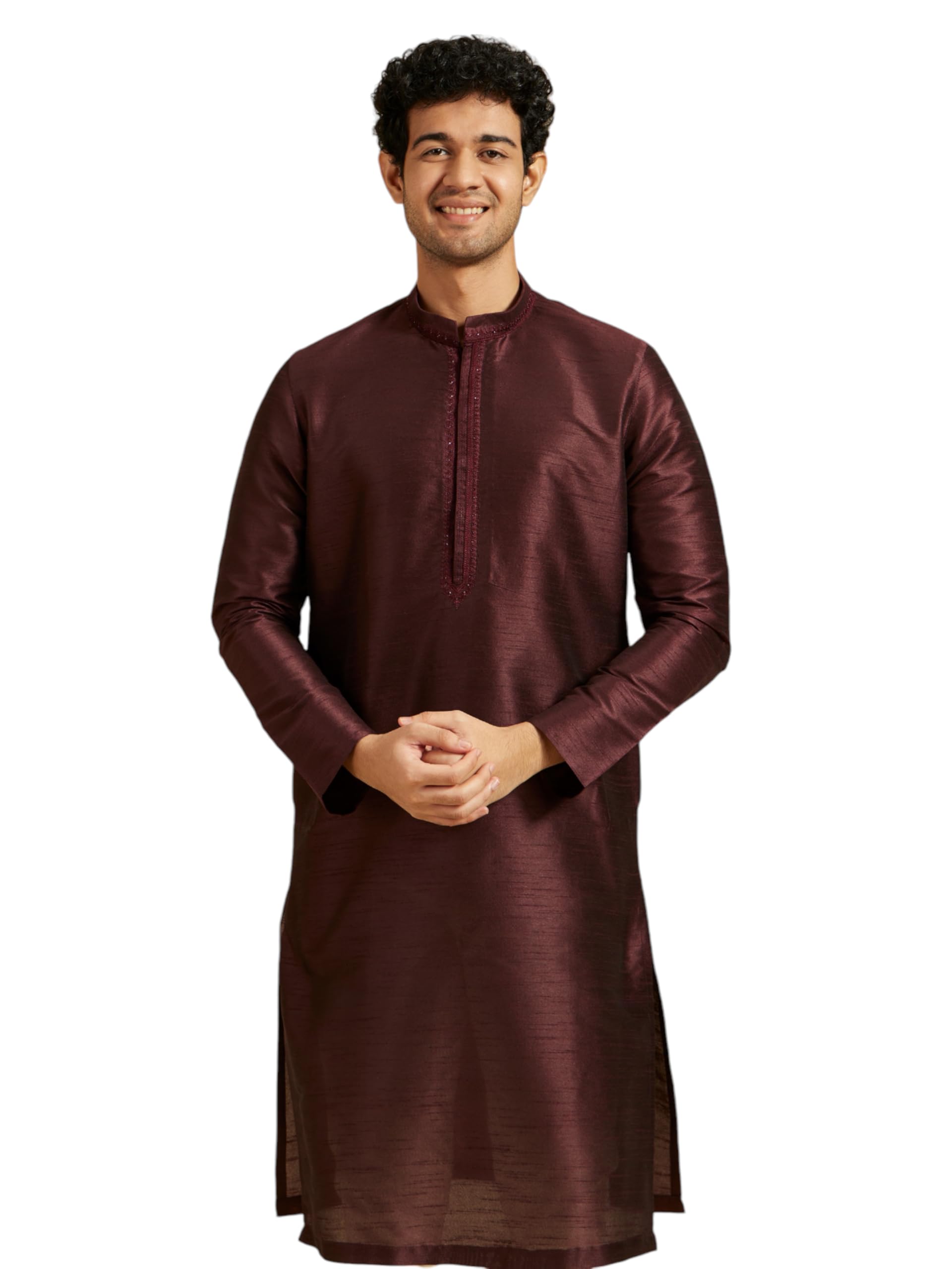 diwas by manyavar Men's Art Silk Solid Kurta (1pc)-picture-38