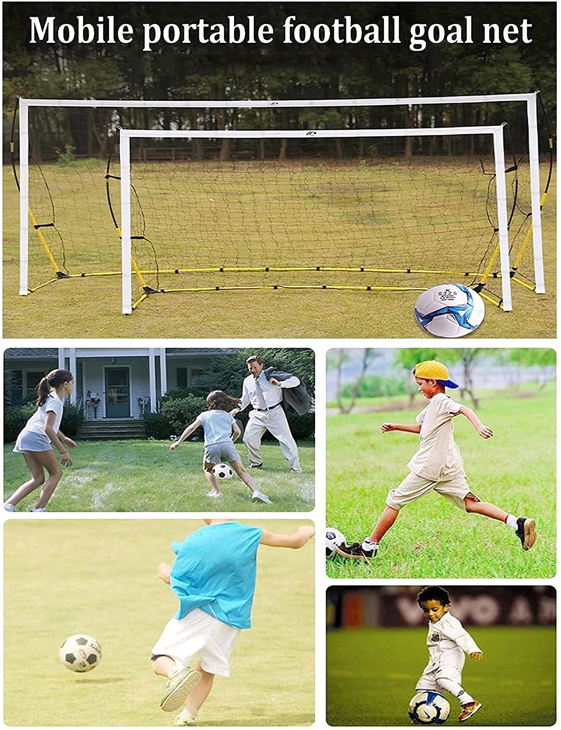 Porta da Calcio Porte di Calcio Cremagliera da allenamento per giochi di calcio per adulti per bambini all'aperto portatile con porte da calcio in rete pop-up Porta da calcio su larga scala in tubo d'