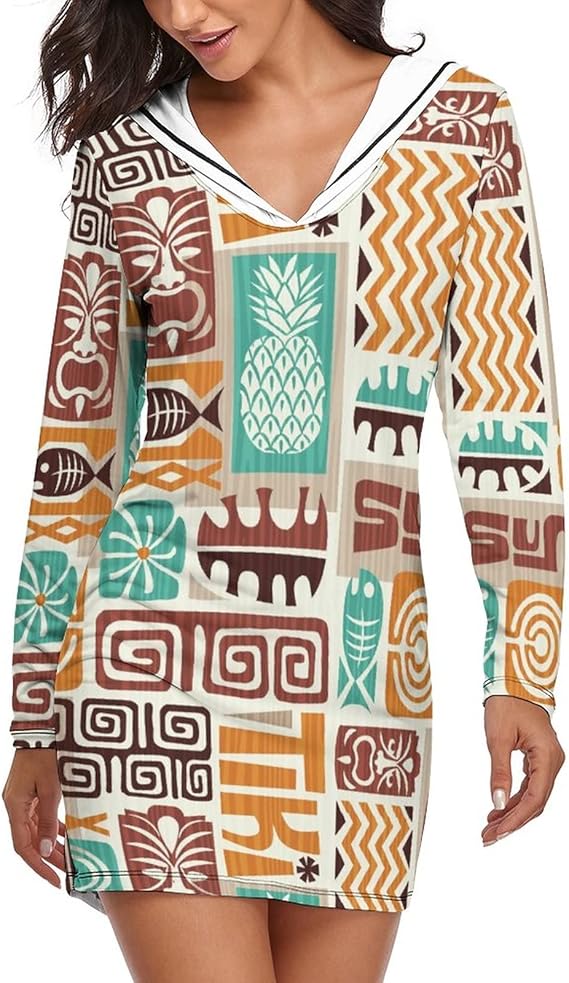 Amazon Co Jp パーカーワンピース 長袖 Vネック セクシー タイト シンプル ミニ ワンピース 異国風のティキ ホームワンピース 春 秋 冬 レディース 服 ファッション小物