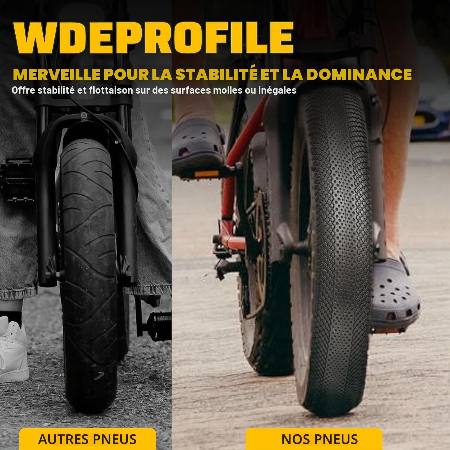 ZUKKA Fat Pneu de vélo électrique 20/26 x 4.0 Heavy Duty 20" 26" Pneu pour vélo électrique Pliable Compatible avec Wide Mountain Snow Bicycle (Fat Bike Tires)