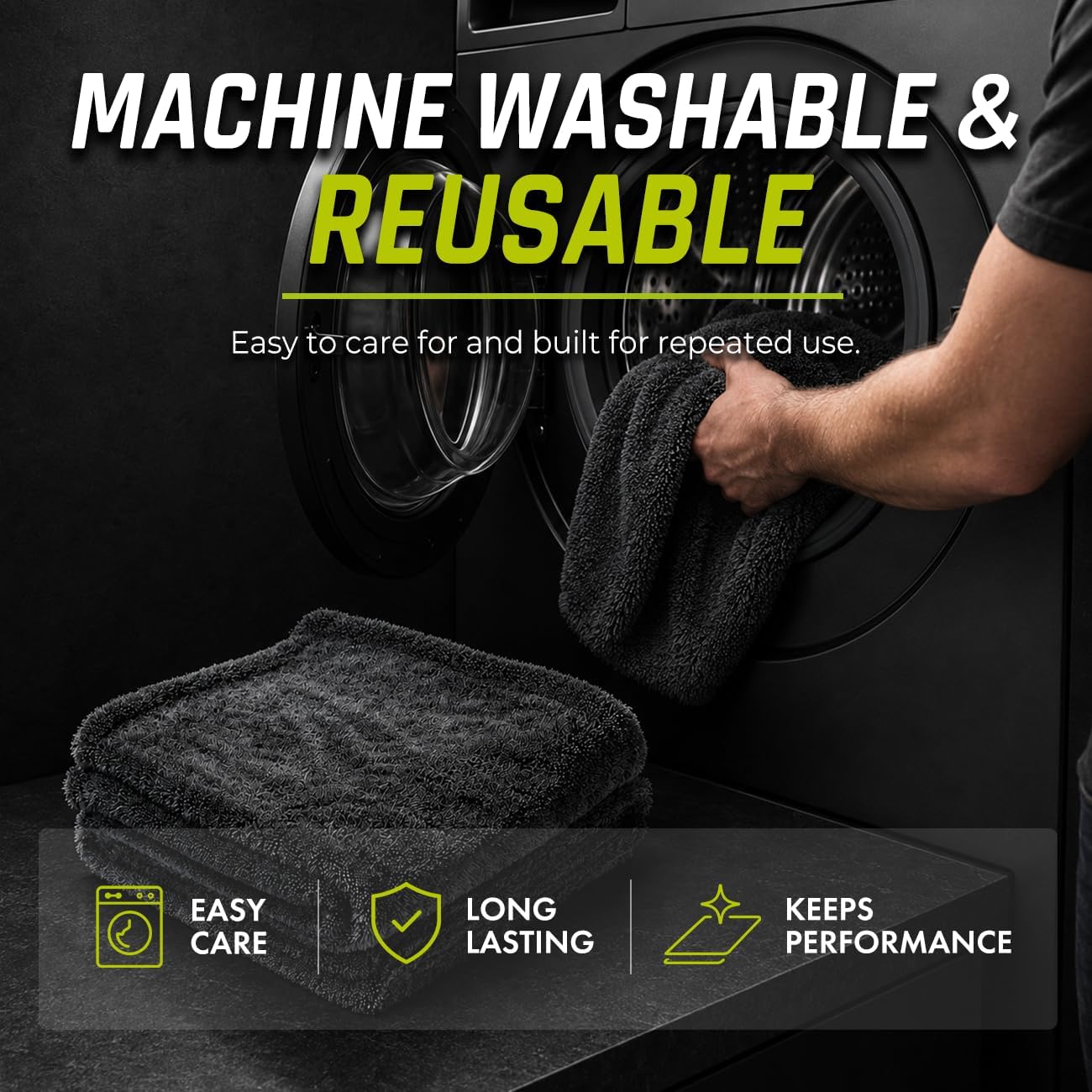 ASTA Car Drying Towel, Microfiber, Absorbent, 24x36 in, Charcoal Gray