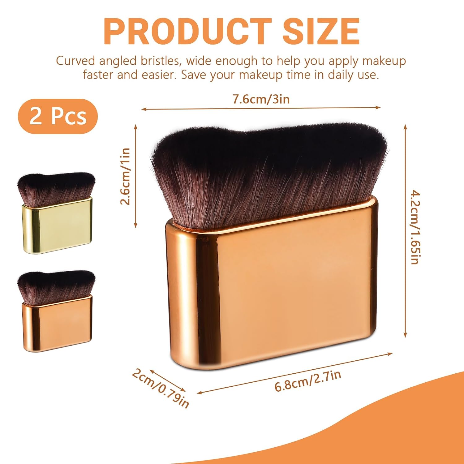 Huakaile 2 Pack Professional Self Tanner Brush, Face Body Makeup Brush for Legs, Sunscreen Applicator Self Tanning Brush for Liquid Foundation Powder Blusher Shadow Bronzer (Rose Gold & Gold)