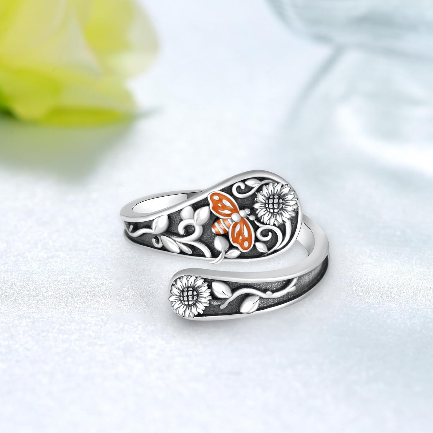 Spoon Rings for Women 925 Sterling-Silver Sea Turtle/Hummingbird/Bee/Butterfly Spoon Ring Thumb Rings Animal Jewelry Gifts for Women Men - Image 2