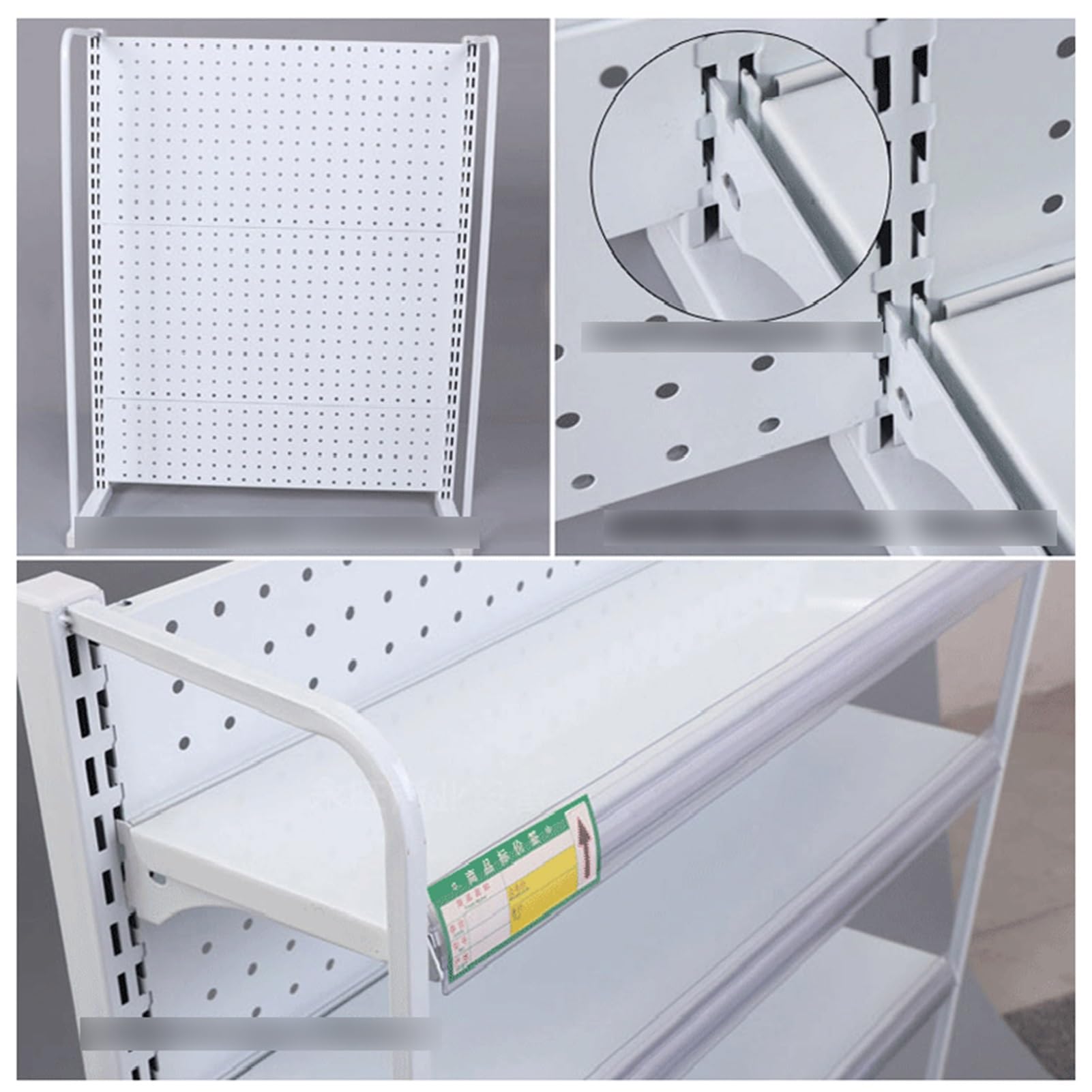 Generico Scaffale a 5 Ripiani per supermercato - Ampio Organizer per Snack con Porta Etichette per Giocattoli, Bevande, Patatine e Frutta - Espositore per Negozi di Alimentari (Bianco)