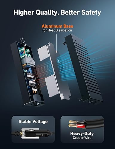 Miniatura 8 de AstroAI Inflador de neumáticos con compresor de aire, convertidor de CA a CC de 10 A, cable de extensión para encendedor de cigarrillos, paquete de