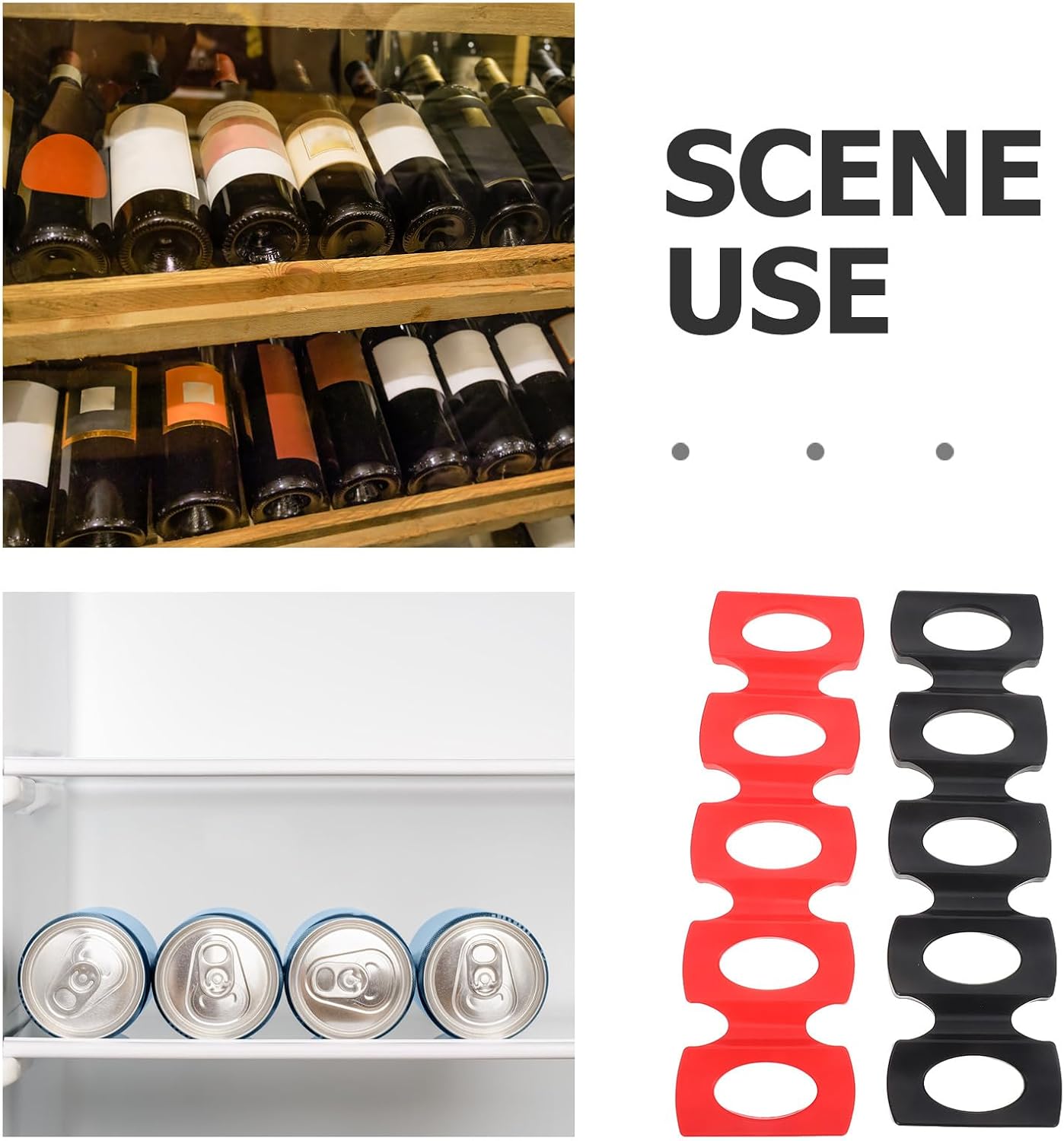 KICHOUSE 2pcs Silicone Wine Stacker - Beer Can Rack Bottle Stacking Mat Wine Holder Holder Rack to Stack Bottles Cans Beer Soda Red Black