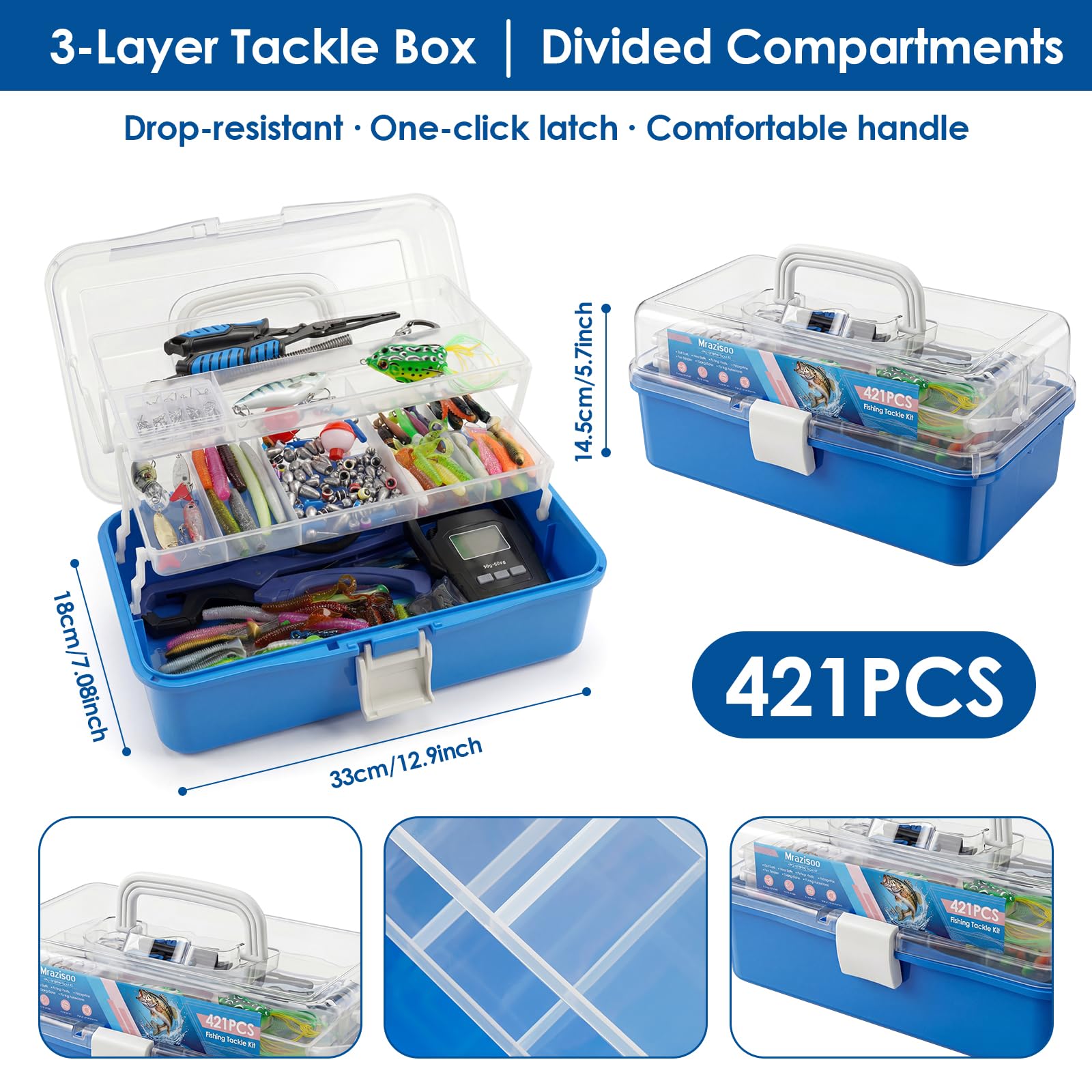 421PCS Fishing Lures Kit - Tackle Box for Anglers -8