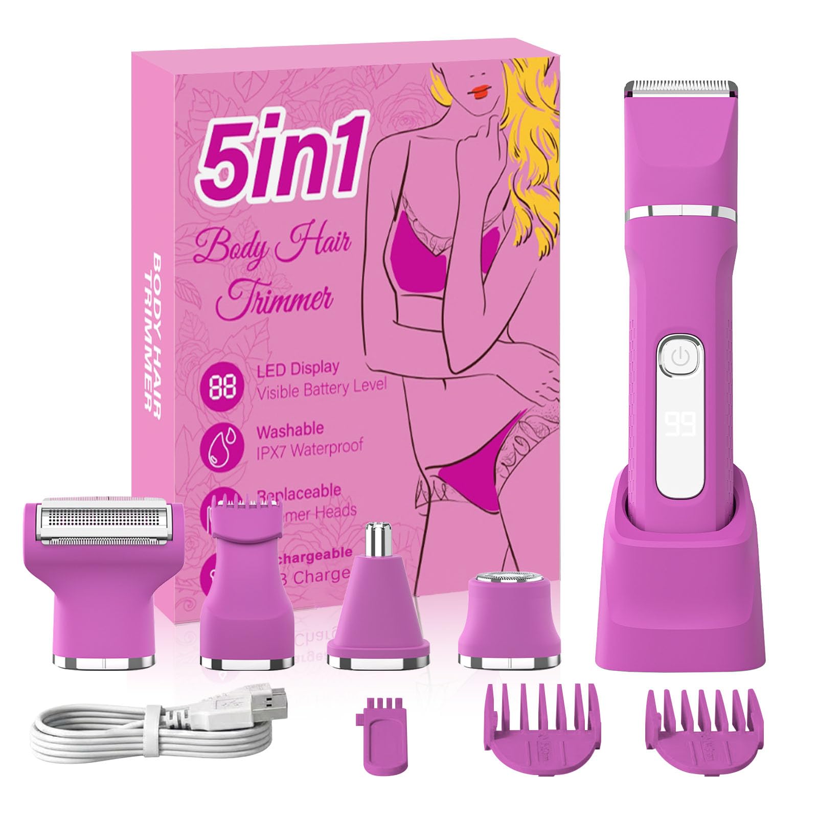 KINGTEE 5-in-1 Bikini Trimmer for Women
