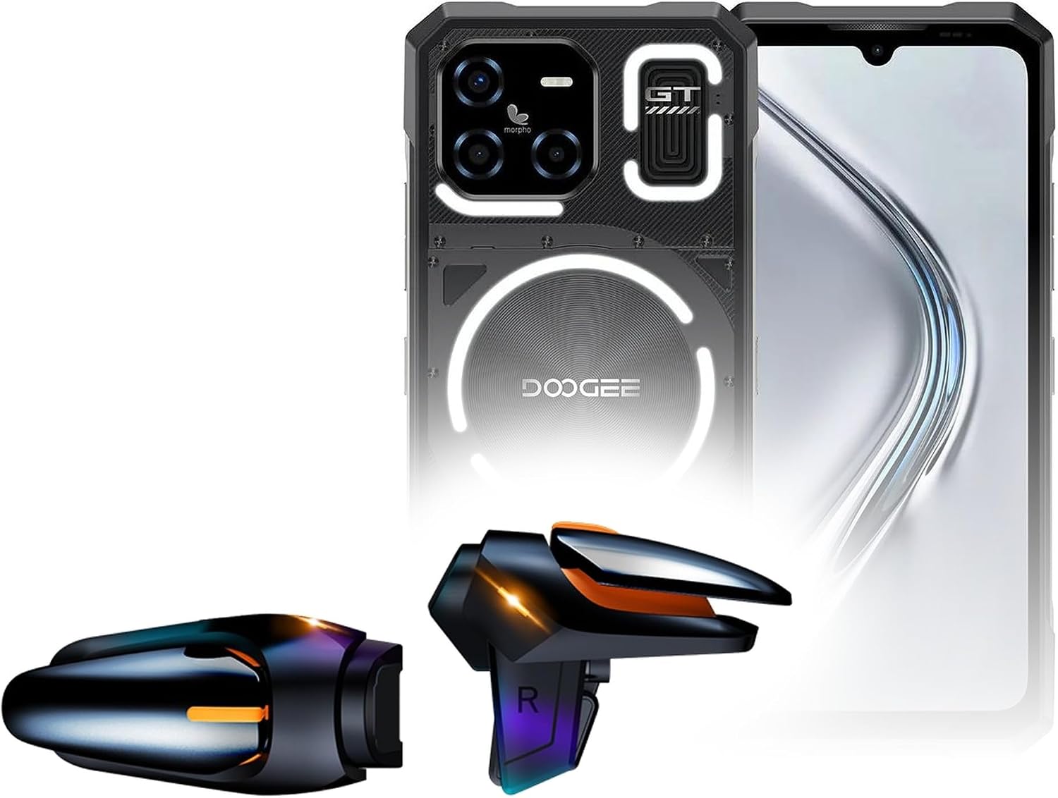 BoxWave Gaming Gear Compatible with Doogee Blade GT - Touchscreen QuickTrigger Auto, Trigger Buttons Autofire Gaming Mobile FPS - Jet Black