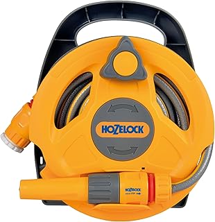 HOZELOCK - Micro Reel 10m : Ideal for patios, balconies and small gardens, compact and practical "Click & Go" design, a lightweight small bore hose, 1 hose nozzle, ready to use [2427 0000]