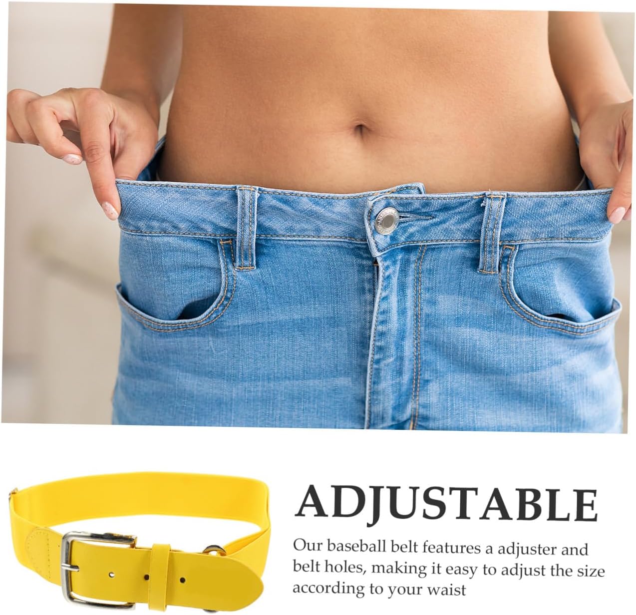 Adjustable Elastic Baseball Belt for Men and Women Durable Imitation Waist Belt for Youth and Adult Softball and Baseball Sports Activities Random Inside Color Random Color