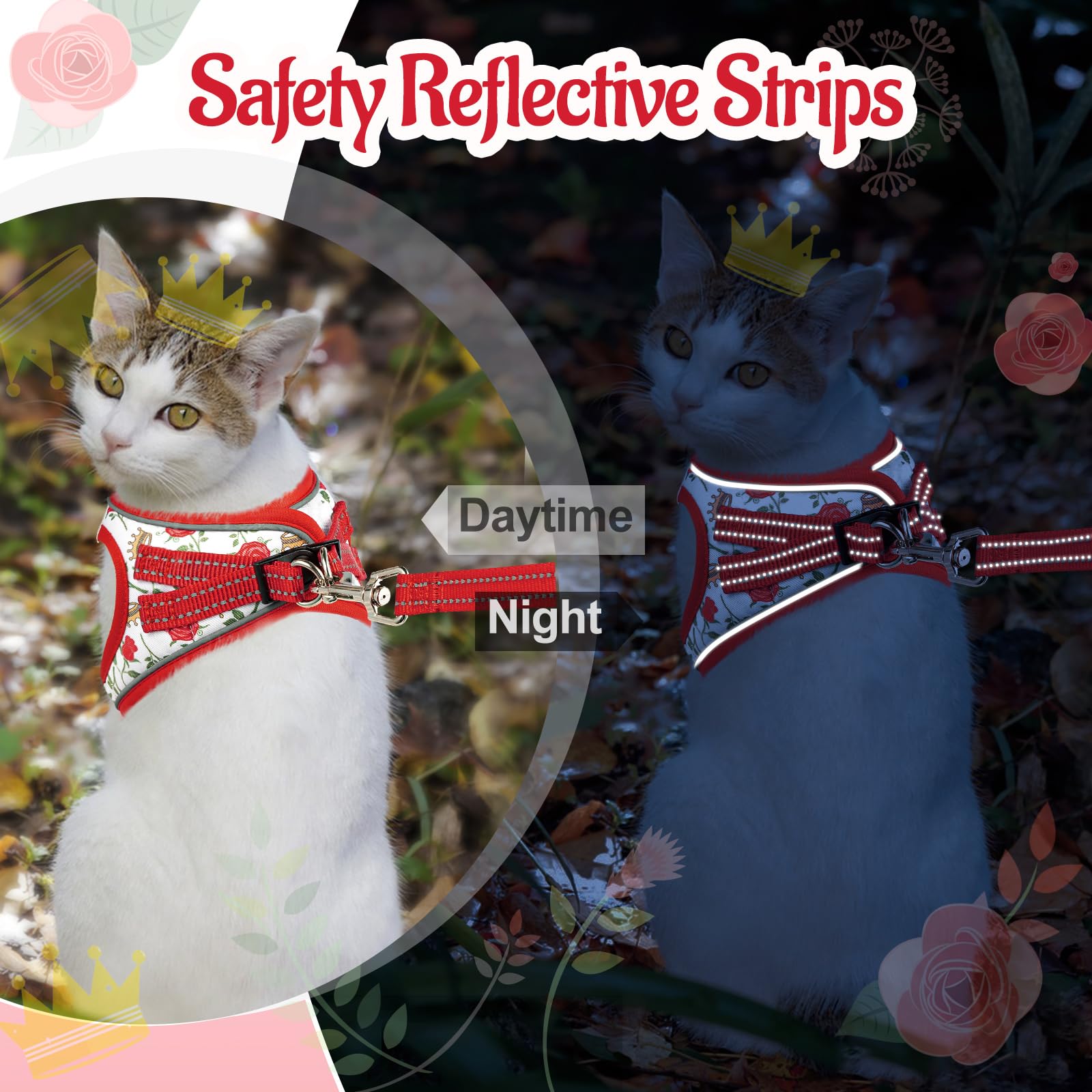 Cat Harness and Lead Escape Proof for Walking Adjustable Soft Kitten Harness with Reflective Straps Step in Cat Vest for Small Kitten and XS Dogs - Image 4