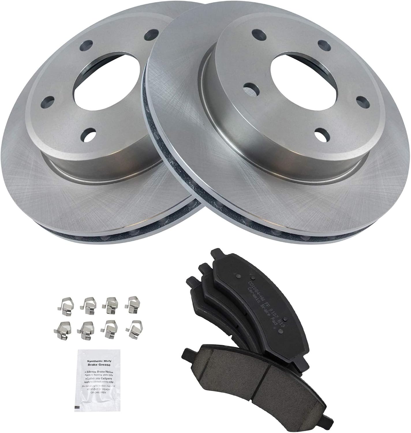 TRQ Front Brake Pad & Rotor Kit Brake Pads Brake Rotor Ceramic Compatible with 2005-2010 Dodge Dakota 2006-2009 Mitsubishi Raider 2011 Ram