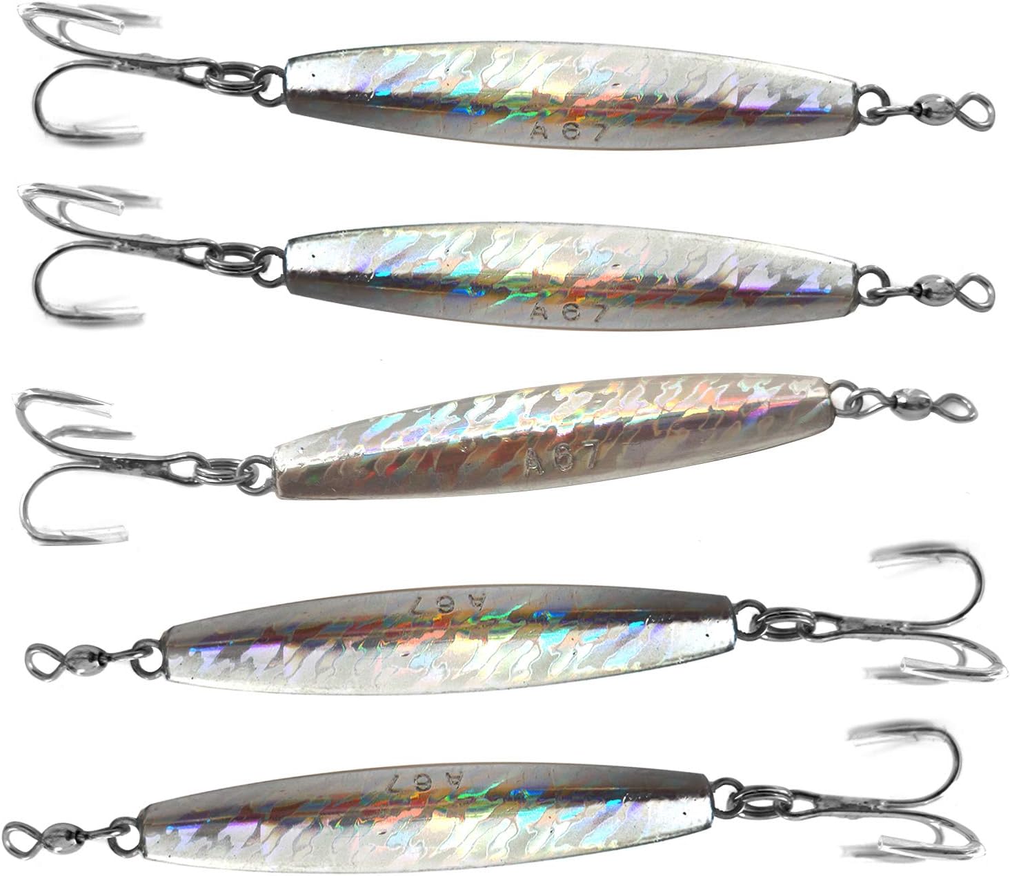 5pcs Fish WOW!® 6oz Diamond Jig Mylar Holographic Laser jigs with a Treble Hook
