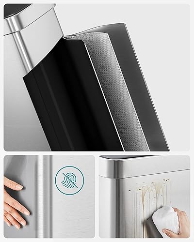 Miniatura 7 de SONGMICS Kitchen Trash Can, 16 Gallon (2 x 8 Gallon) Dual Compartment Garbage Can, 60L Pedal Recycling Bin, Stays Open and Soft Close, Stainless