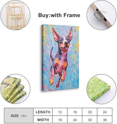 Miniatura 2 de Fyzuf Póster de pared de perros con diseño de animales al óleo sobre lienzo, póster colorido de cubismo de perro, diseño estético de perros, estilo