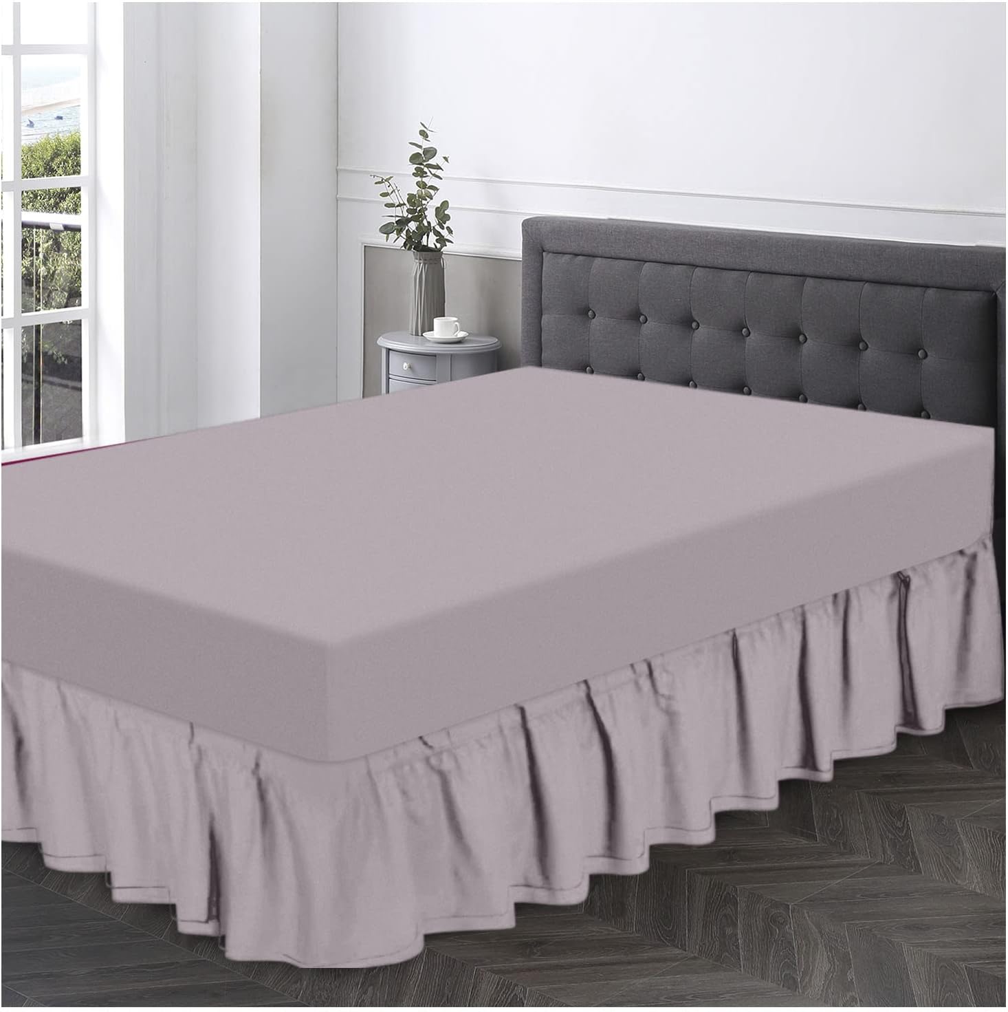 Non Iron Valance Sheet Double Polycotton Fabric Frilly Bedding Sheets