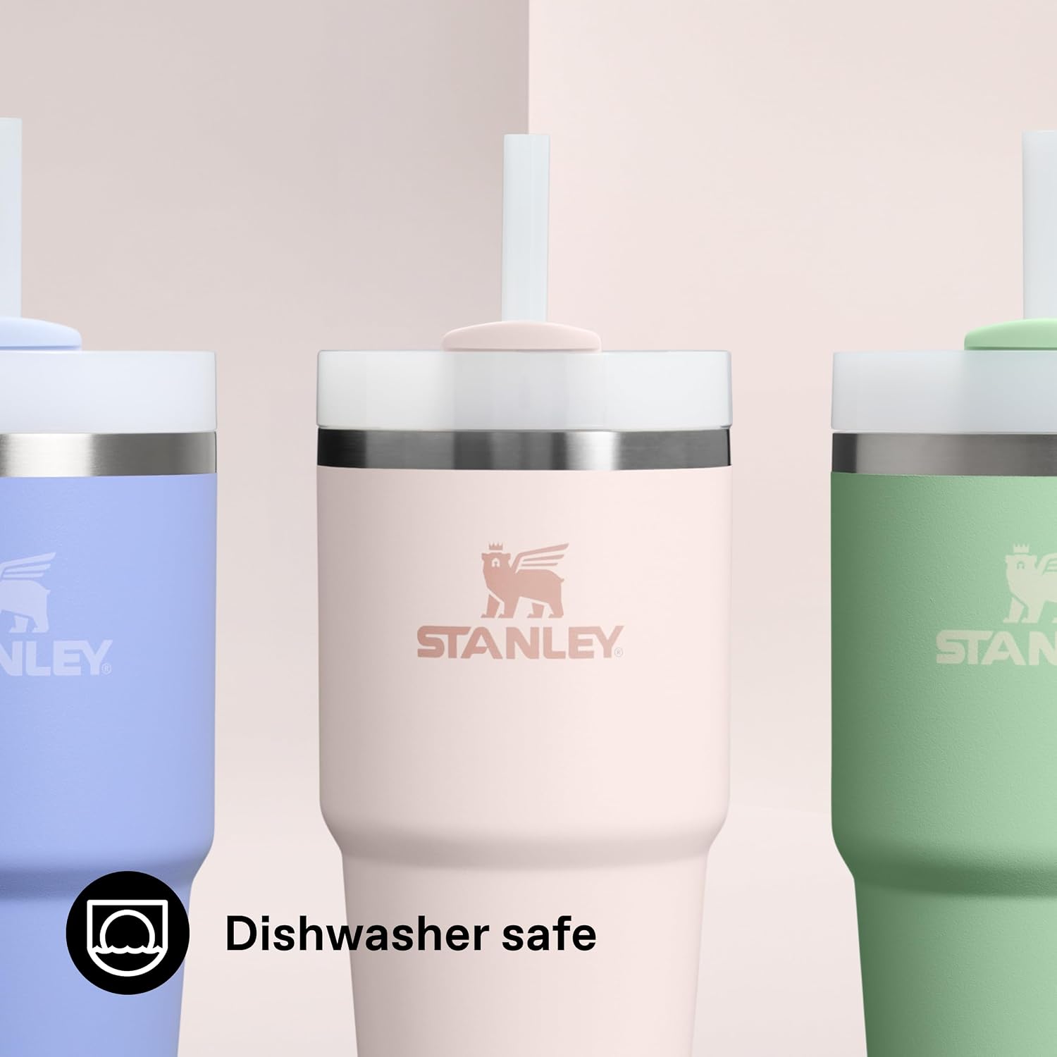 STANLEY Quencher H2.0 FlowState Tumbler 20oz Pipetli Termos Bardak 0.60 Litre – Pembe Kuvars (Rose Quartz) | Paslanmaz Çelik
