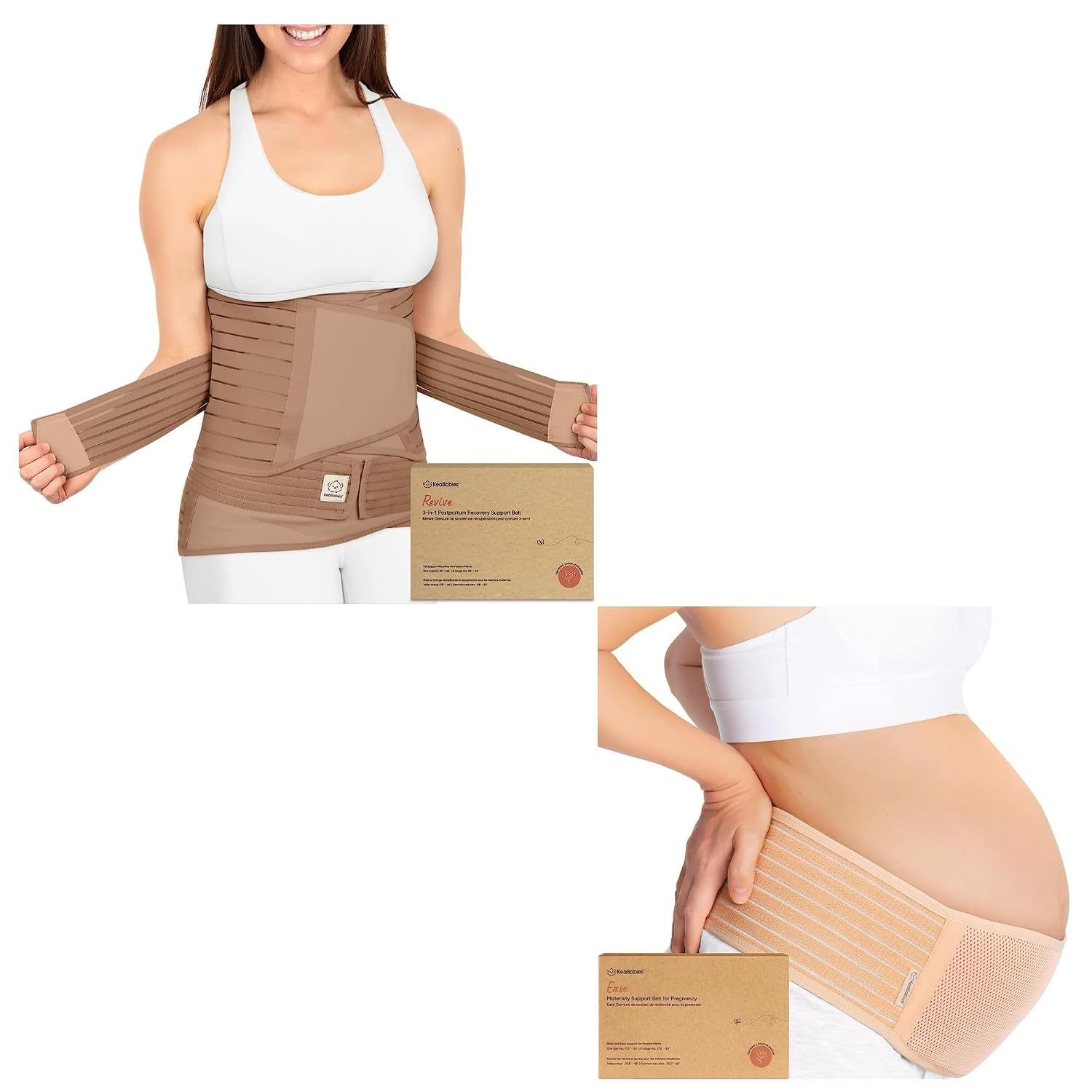 KeaBabies 3 in 1 Postpartum Belly Support Recovery Wrap and Pregnancy Belly Support Band - Postpartum Belly Band - Belly Bands for Pregnant Women - After Birth Brace - Maternity Belly Band